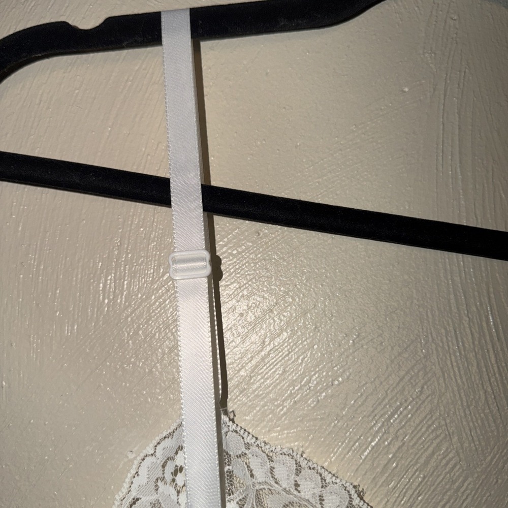 Vtg Floral Fairy Lace Satin Babydoll Slip Dress Size 36 White Romantic Coquette - Picture 8 of 8